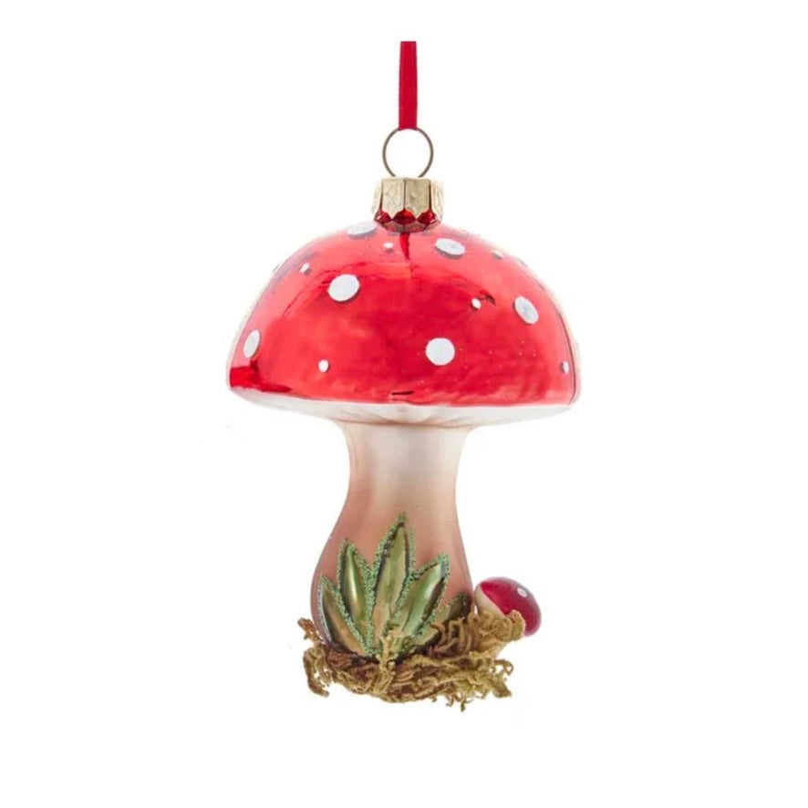 Kurt Adler Toadstool with Moss Glass Ornament