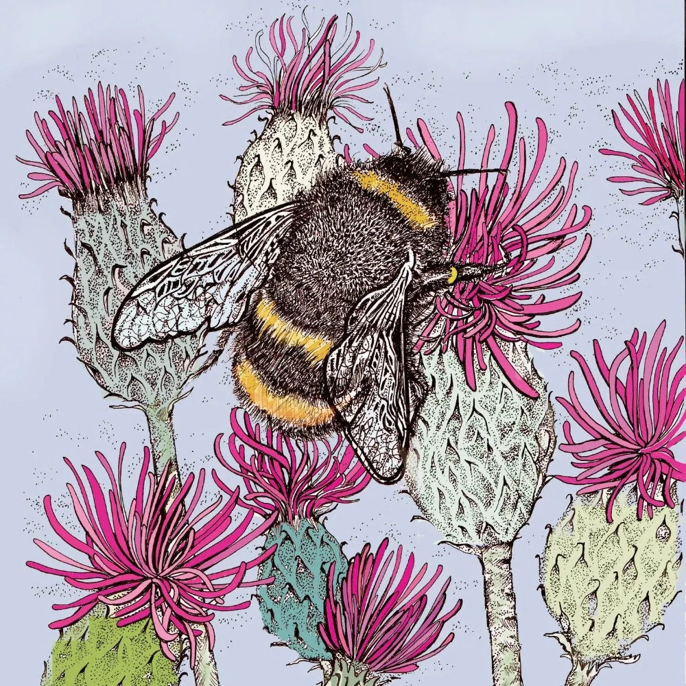 Bumblebee and Thistles Greeting Card