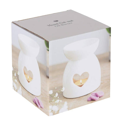 White Heart Cut Out Oil Burner and Wax Warmer