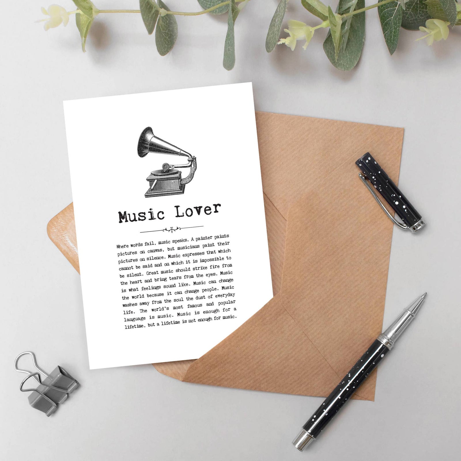 Music Lover Card For Musicians and Vinyl Enthusiasts