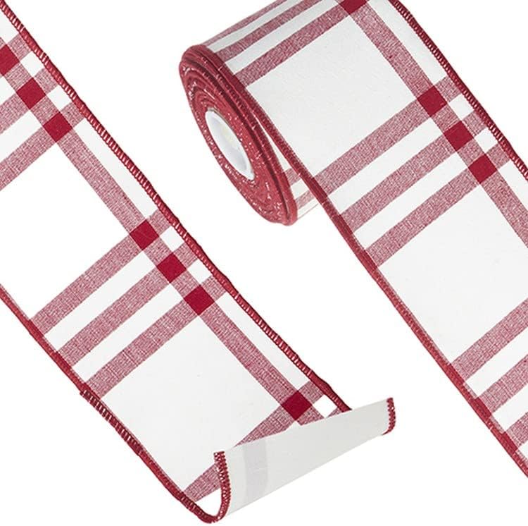 Red and White Plaid Wired Ribbon  | Putti Christmas Canada 