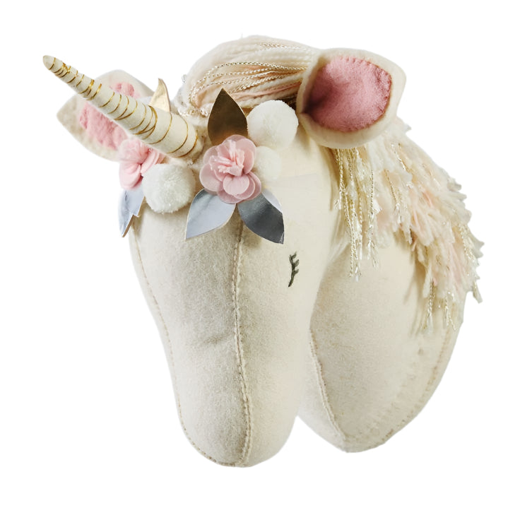Ivory Felt Unicorn Wall Mount | Le Petite Putti 