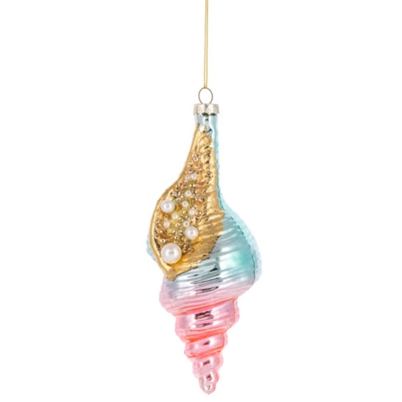 Colorful Spiral Shell Glass Ornament