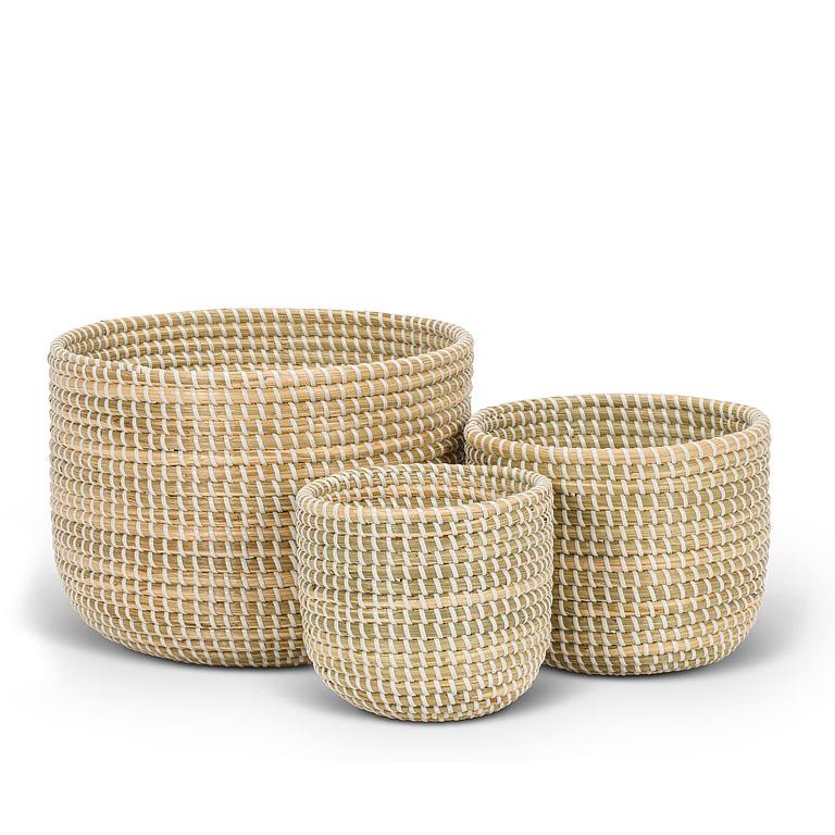 Seagrass Planters with White Weave - set of 3 | Putti Fine Furnishings Canada 