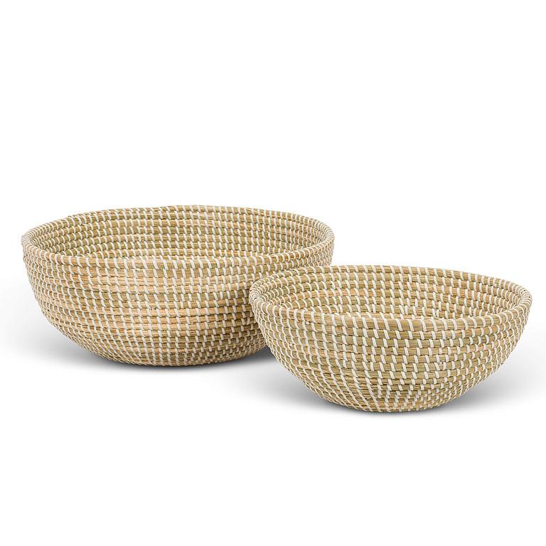 Seagrass Deep Bowls with White Weave - set of 2
