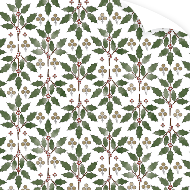Dogwood Hill Holly Stencil Wrapping Paper Roll