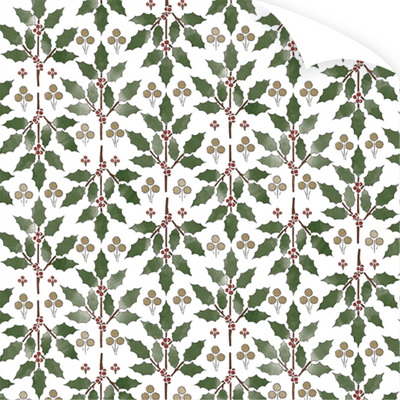 Dogwood Hill Holly Stencil Wrapping Paper Roll