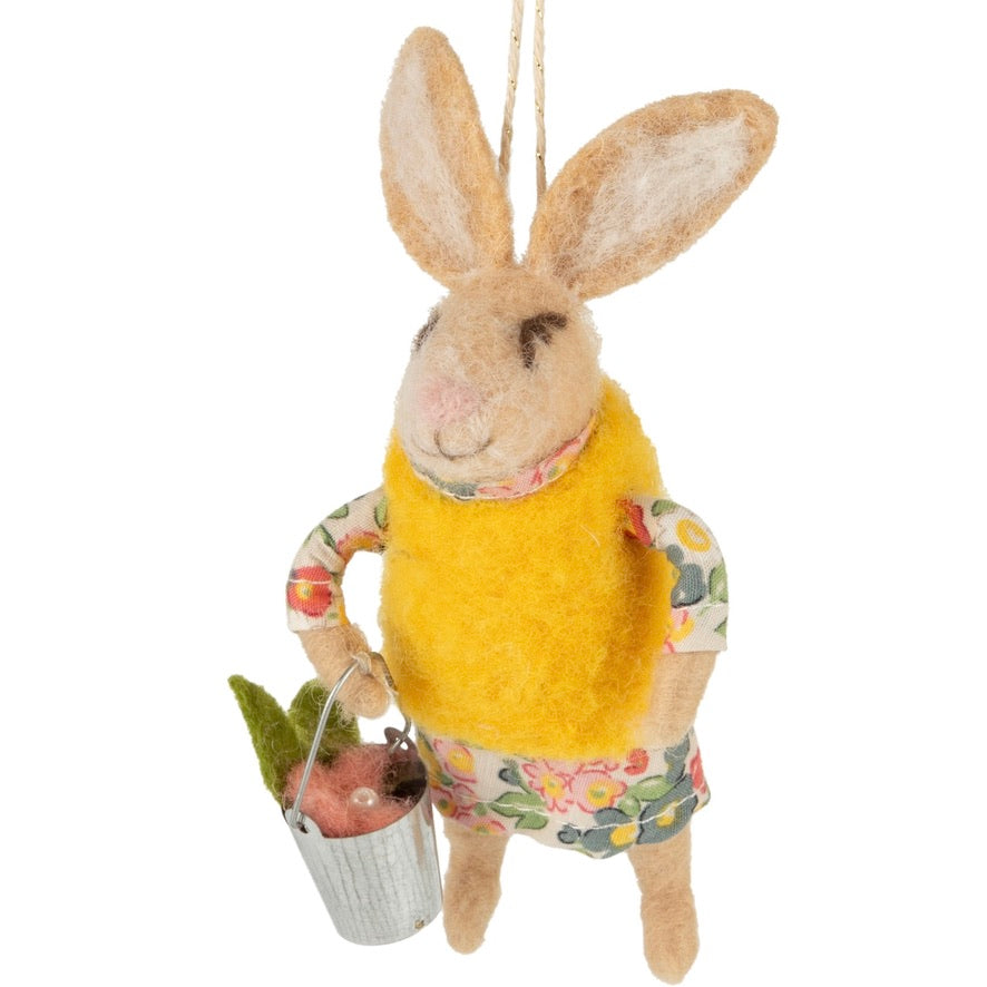 Girl Rabbit with Floral Dress Felt Ornament