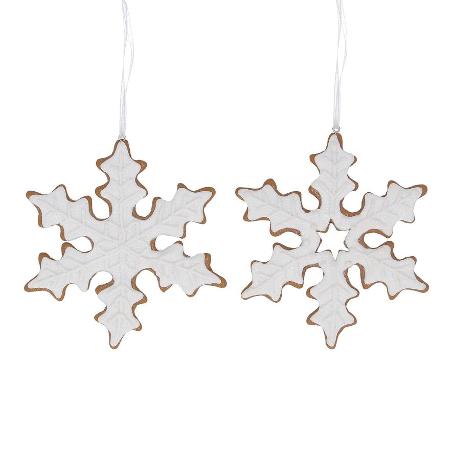 Gingerbread Snowflake Clay Dough Ornament | Putti Christmas Decorations 