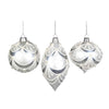 White with Glittered Scallops Glass Ornament