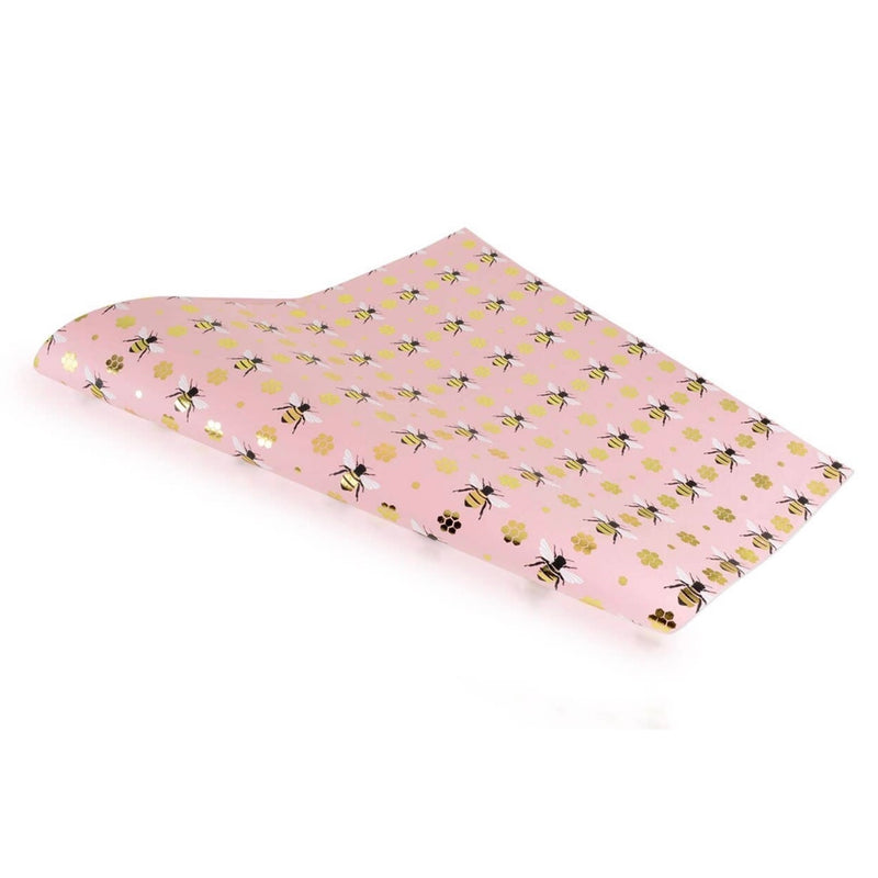 Midori Honey Bee Pink Wrapping Paper - 2 Sheet Roll