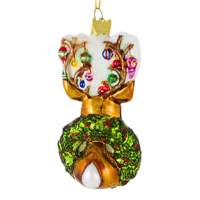 Noble Gems Deer with Wreath Glass Ornament