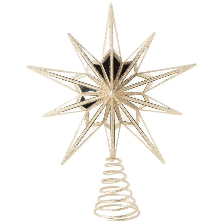 Champagne Gold Glitter Star Christmas Tree Topper