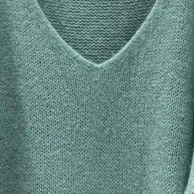 Mohair Blend V-Neck Sweater  - Sea Green - Putti Fine Furnishings