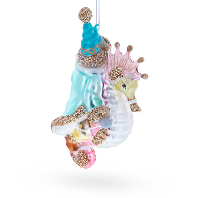 BestPysanky - Santa Riding Seahorse Glass Ornament