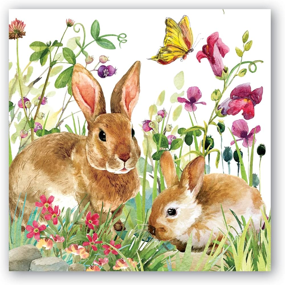 Michel Design Works "Bunny Meadow" Paper Napkin - Lunch