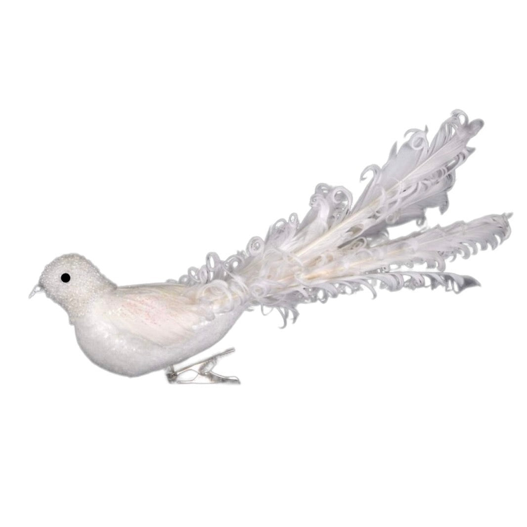 White Curly Feather Bird | Putti Christmas Canada 