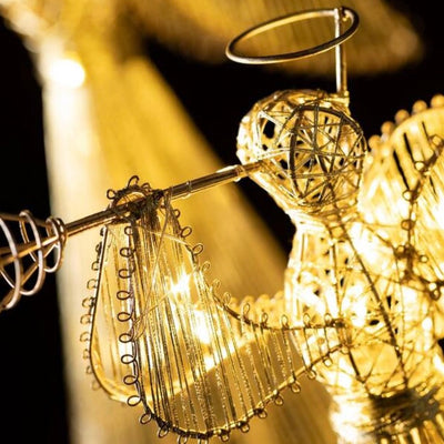 Lighted Gold Angel with Trumpet