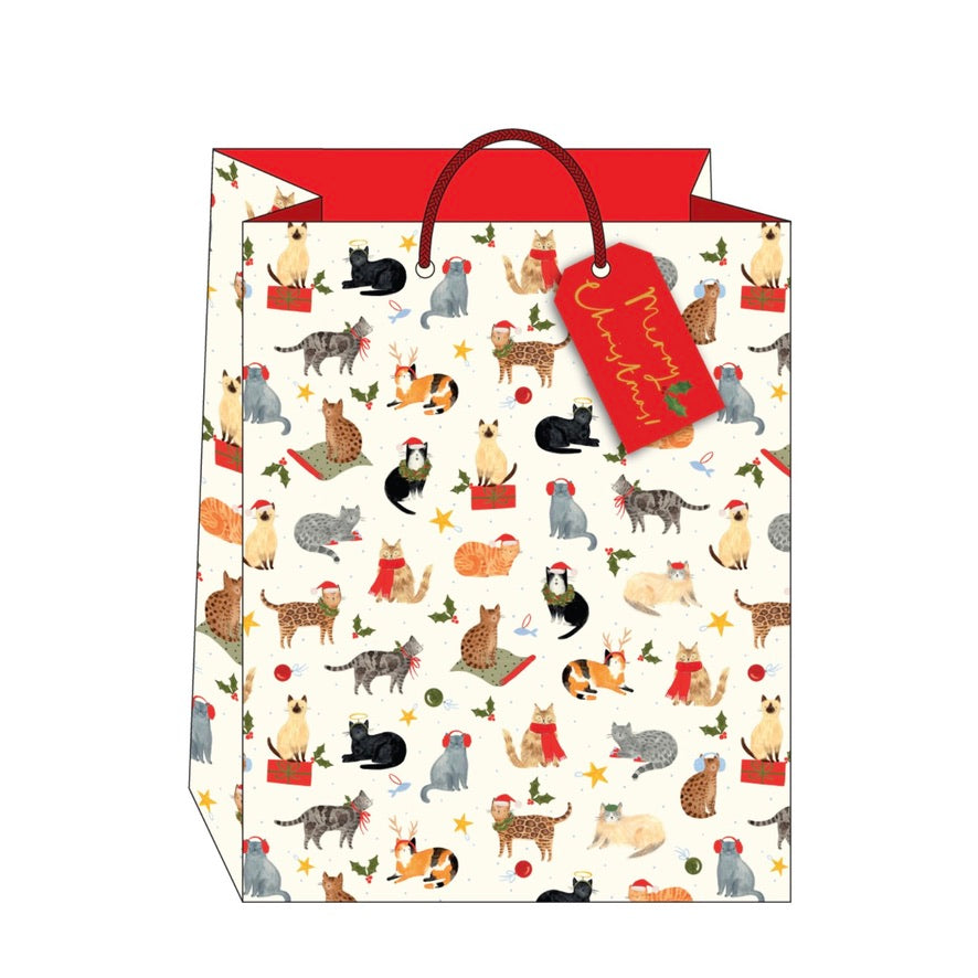 Santa Paws Cats Large Christmas Gift Bag | Putti Christmas 