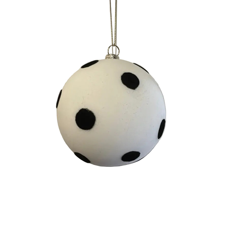 Black and White Polkadot Glass Ball Ornament - Large