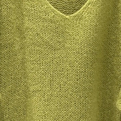 Mohair Blend V-Neck Sweater  - Sarah's Chartreuse Green - Putti Fine Furnishings