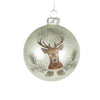 Matte White with Stag Glass Ball Ornament