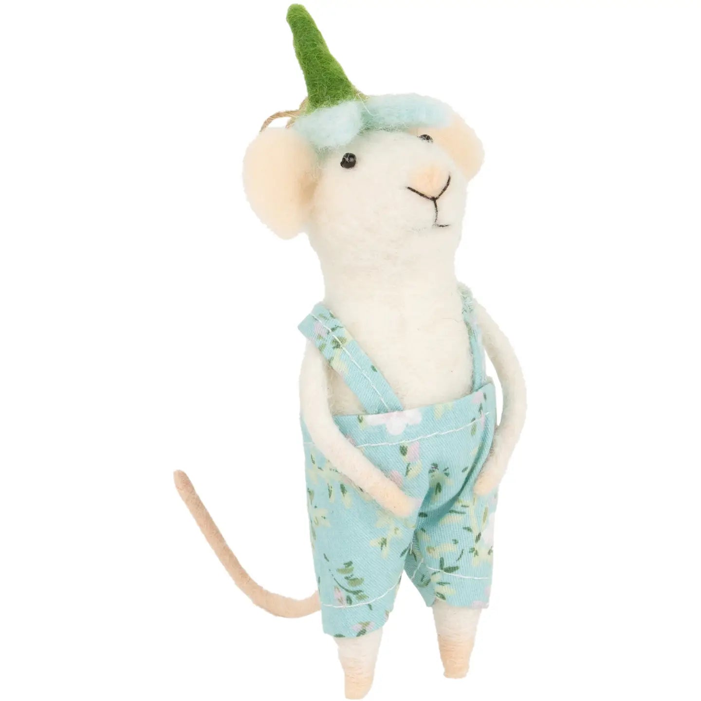 "Blossom Billy" Floral Overall Felt Mouse Ornament