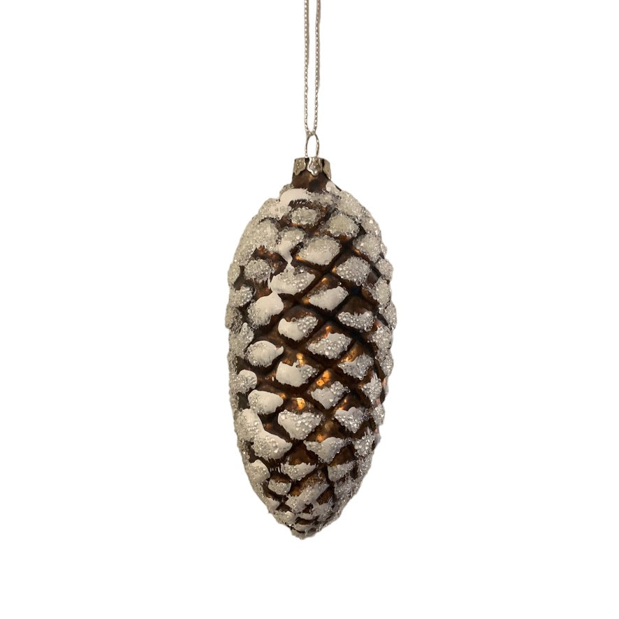 Brown Iced Pinecone Glass Ornament