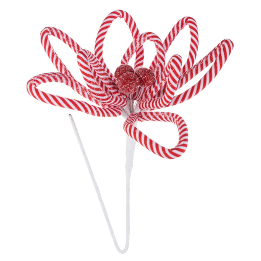 Peppermint Poinsettia Pick