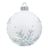 Matte White with Snowflakes Glass Ball Ornament | Putti Christmas Decorations