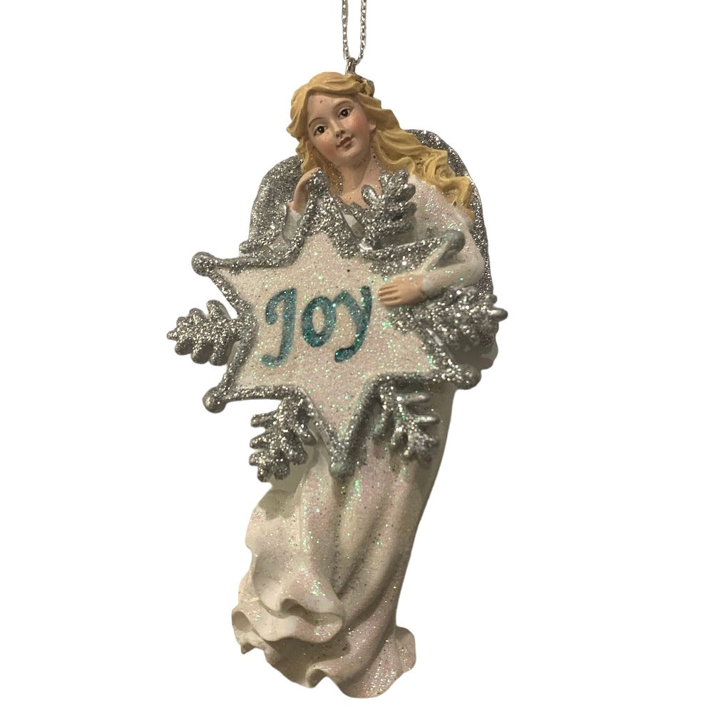 Kurt Adler Angel with "Joy" Snowflake Ornament