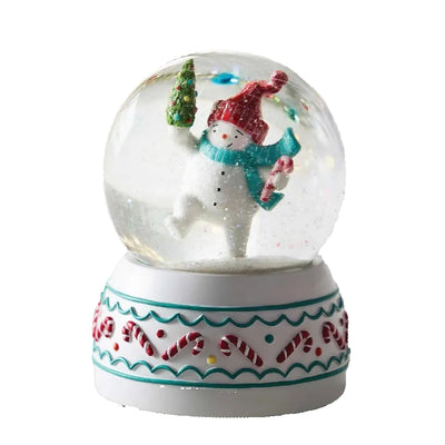Candy Cane Snowman Musical Snow Globe  | Putti Christmas Decorations
