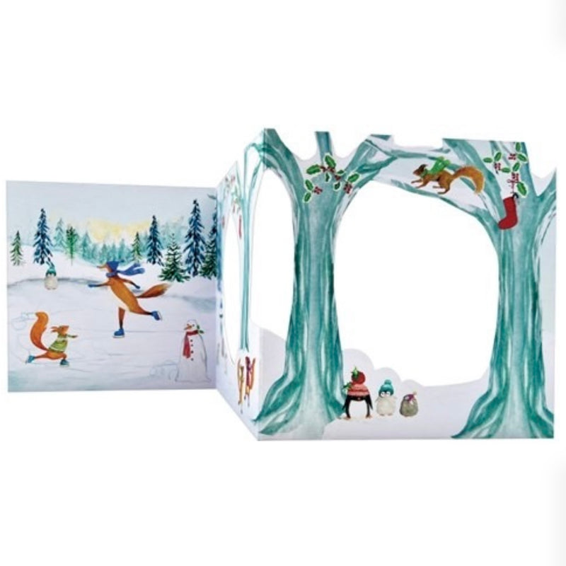 Skating Fox Foldout Christmas Card