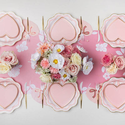 Bonjour Fête Elegant Pink & Gold Bow Paper Dinner Plates