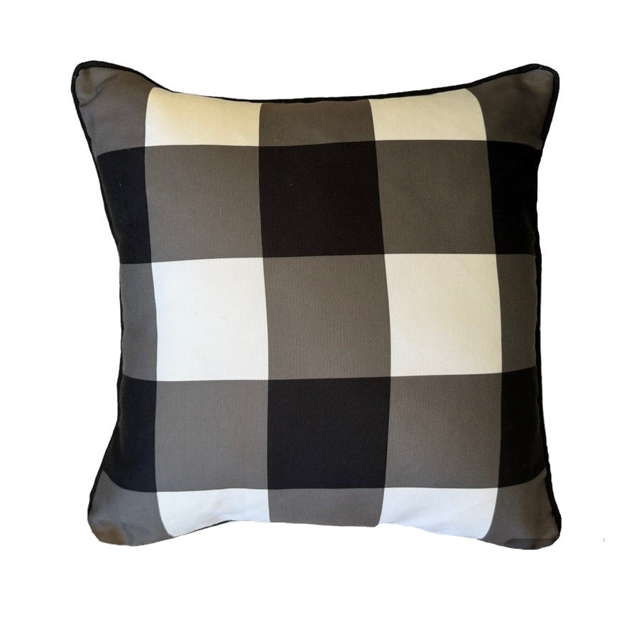 Black Plaid Square Indoor/Outdoor Pillow | Putti Fine Furnishings 