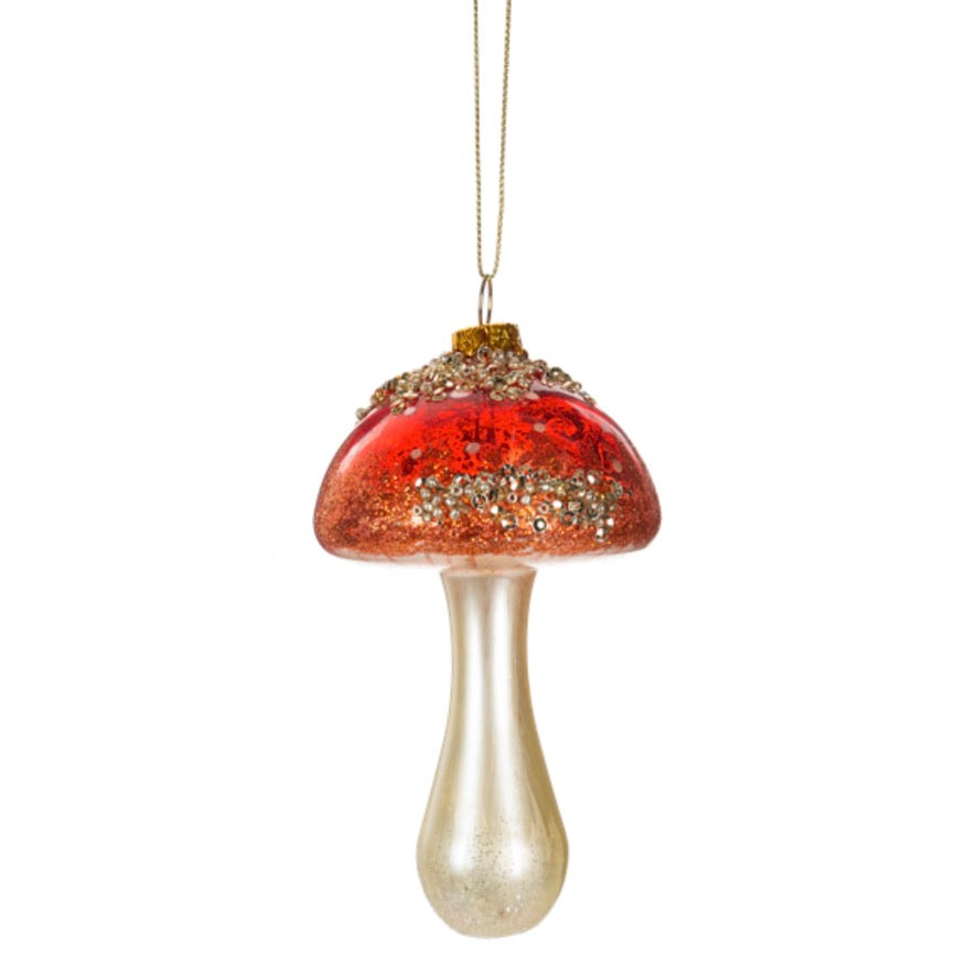 Beaded Mushroom Glass Ornament - Rust | Putti Christmas Decorations 