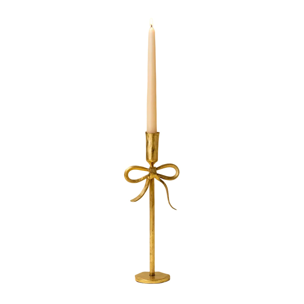Bow Forged Large Candlestick, Gold
