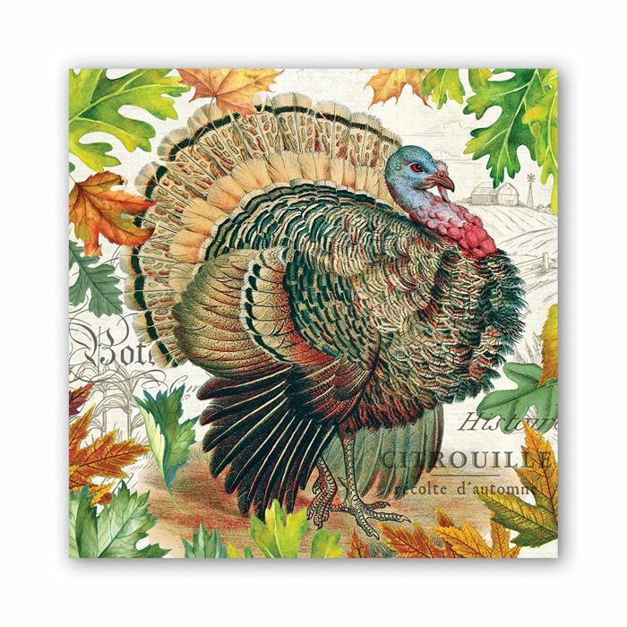 Fall Harvest Turkey Paper Napkin - Lunch  | Putti Fine Furnishings 