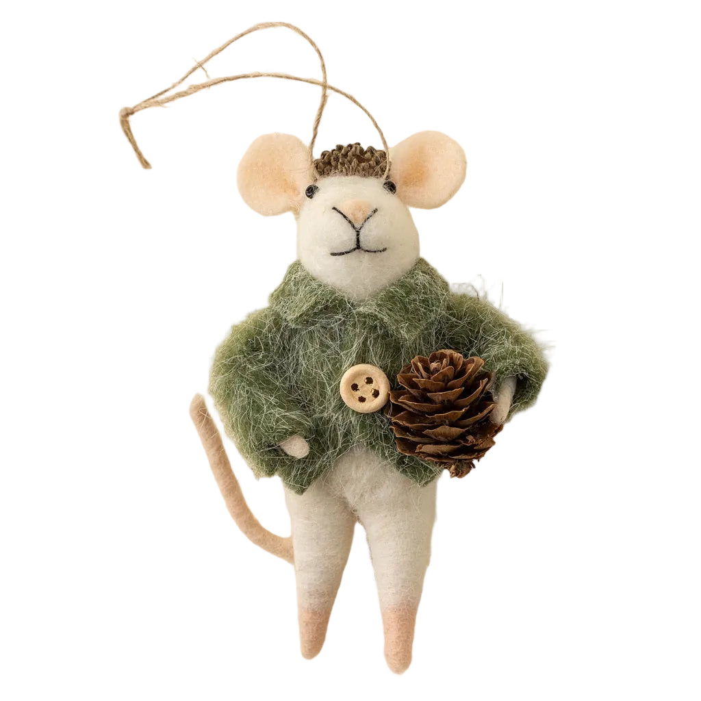 “Pinecone Paul” Felt Mouse Ornament