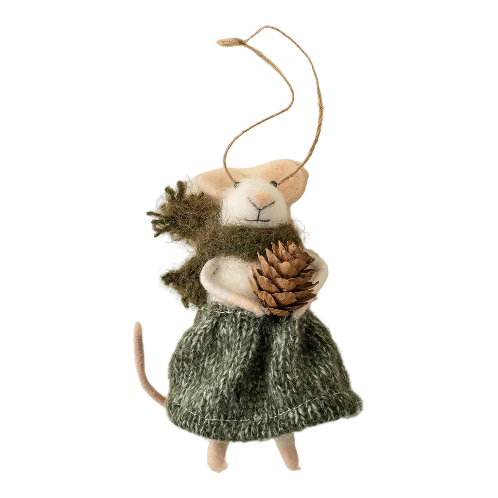 “Pinecone Patrice” Felt Mouse Ornament