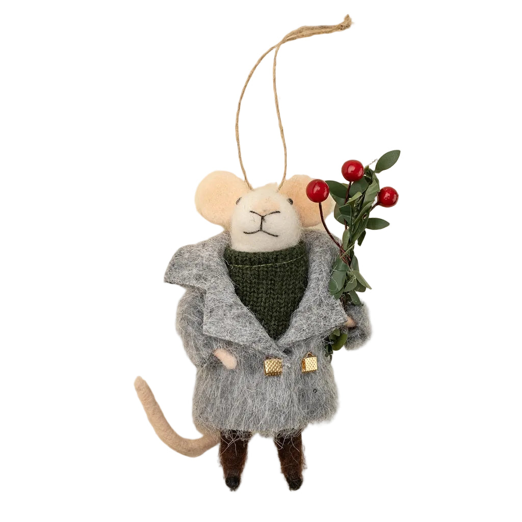 “Merrymaker Miles” Felt Mouse Ornament
