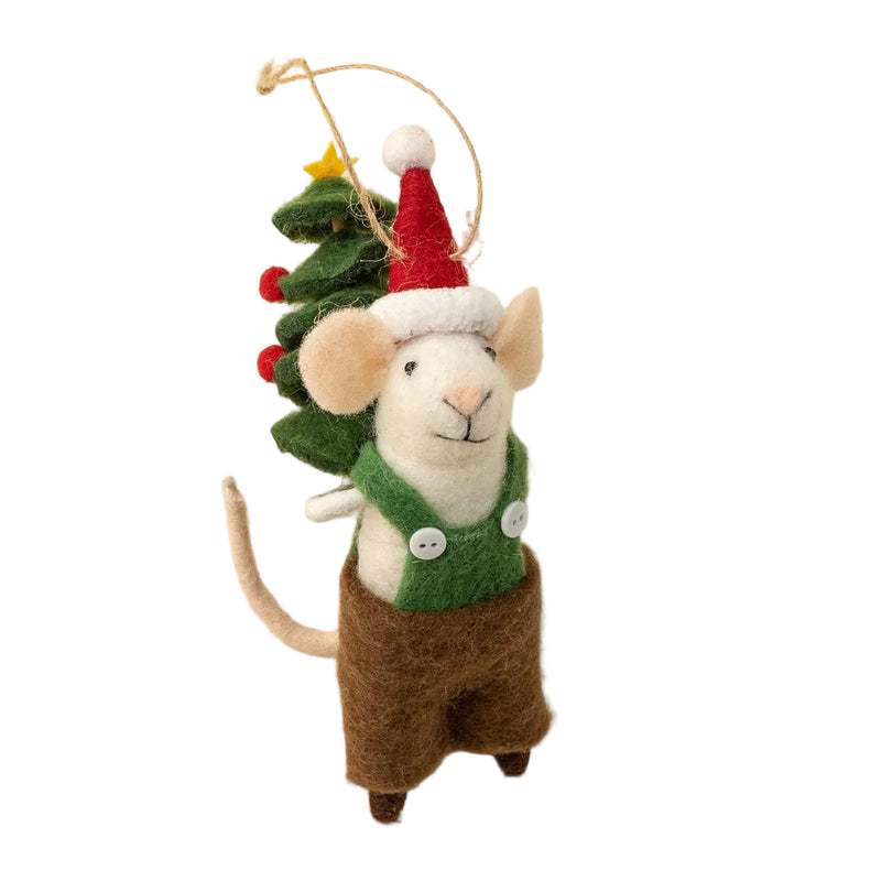 “Tree Toting Tom” Felt Mouse Ornament