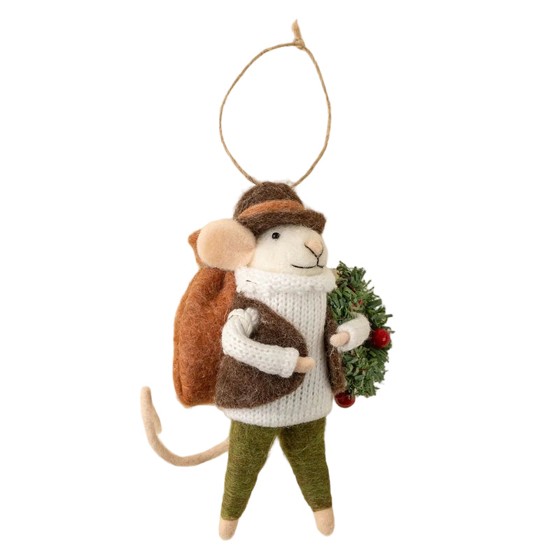 “Evergreen Edgar” Felt Mouse Ornament