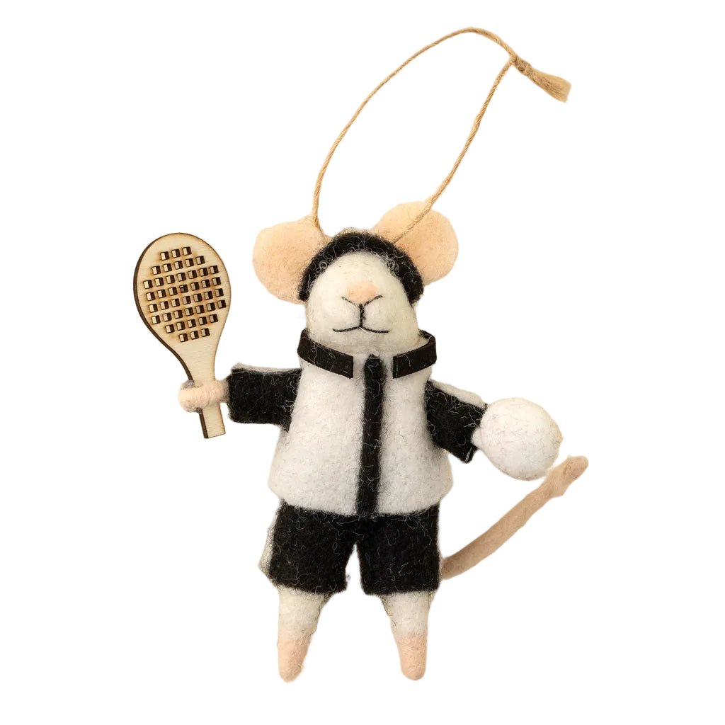 “Pickle Ball Percy” Felt Mouse Ornament