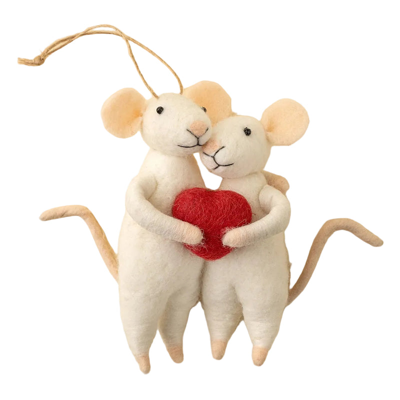 “Sweetheart Mice” Felt Mouse Ornament