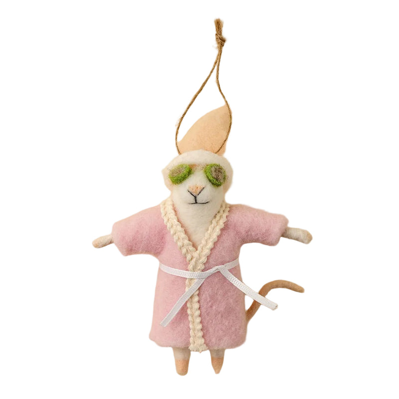 “Spa Day Sloane” Felt Mouse Ornament
