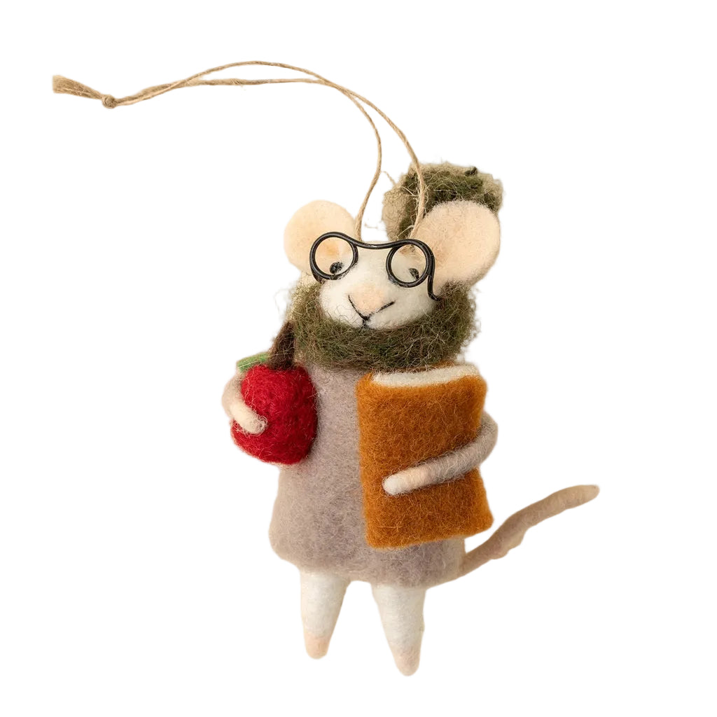 “Teacher Tilda” Felt Mouse Ornament