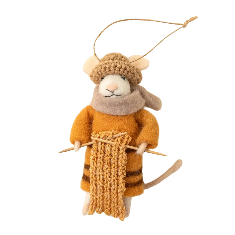 “Knitting Nellie” Felt Mouse Ornament