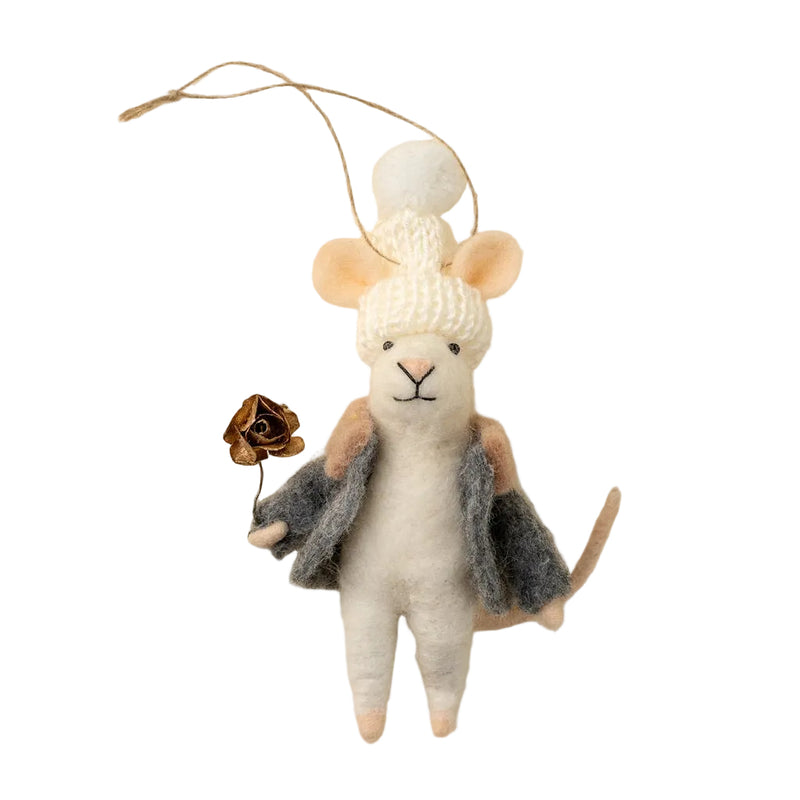 “Gilded Rose Glen” Felt Mouse Ornament