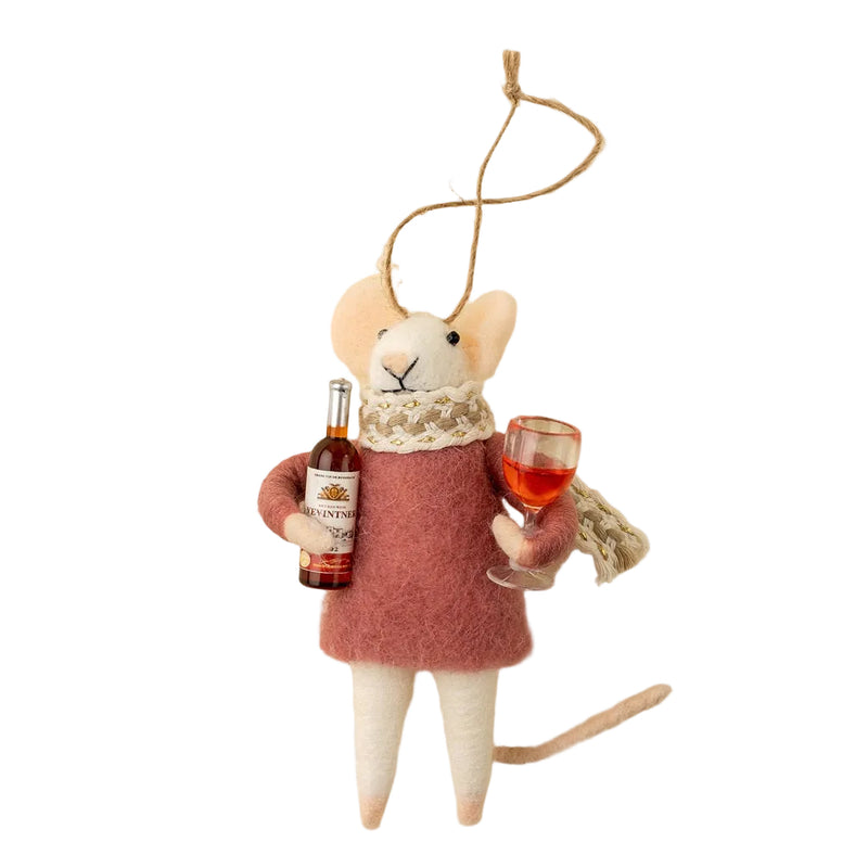 “Merlot Millie” Felt Mouse Ornament